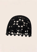 Black Crochet Beaded Boho Cap