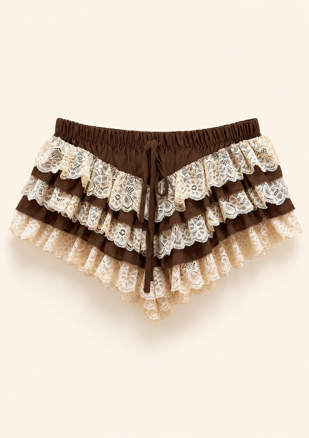 Mocha Lace Ruffle Shorts