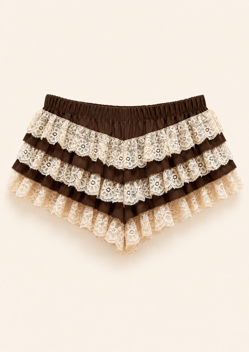 Mocha Lace Ruffle Shorts