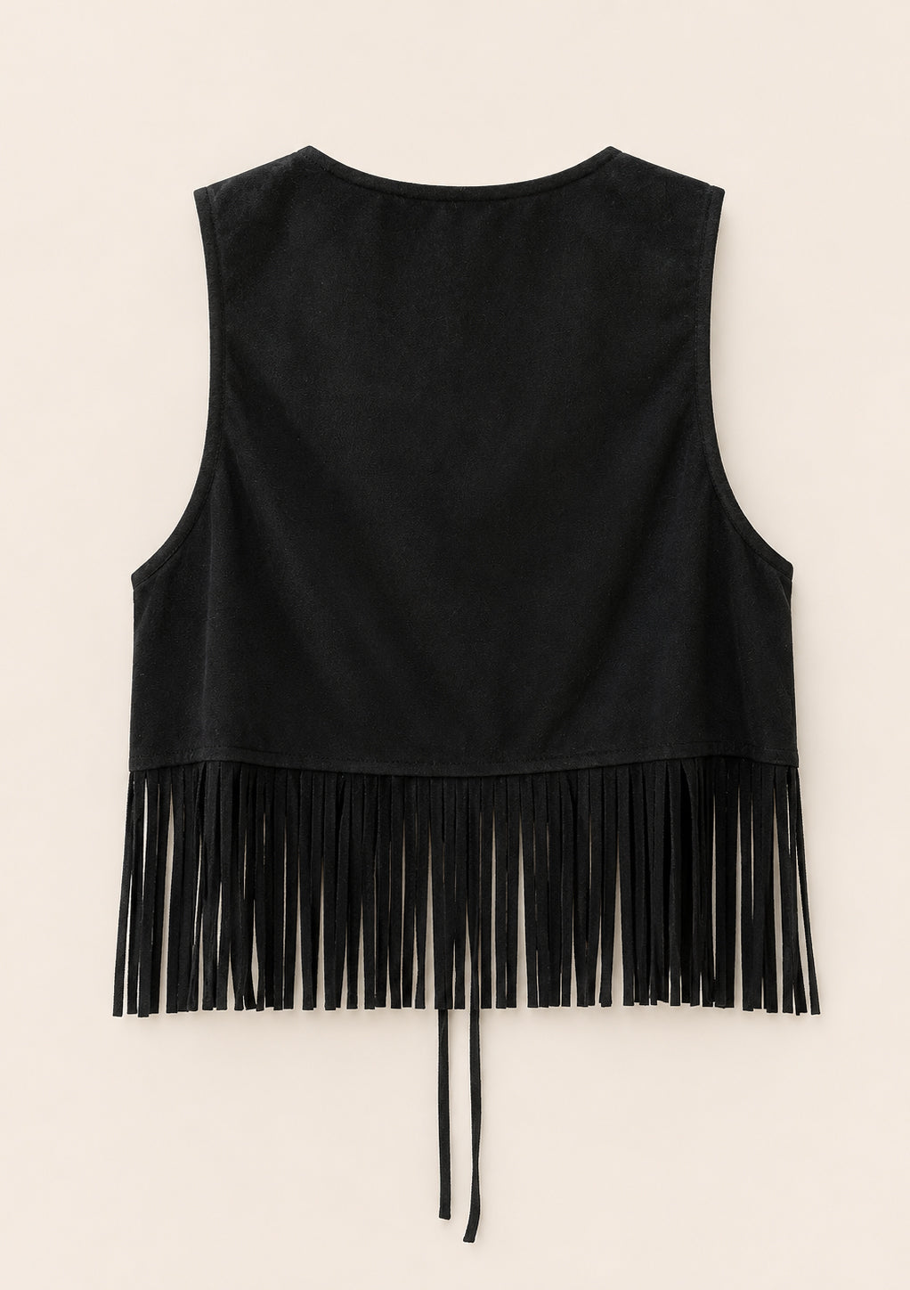 Fringed Vest with Rhinestone Embellishments