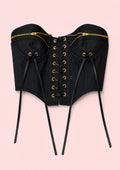 Black Corset with Gold Zippers Kalla Clothing