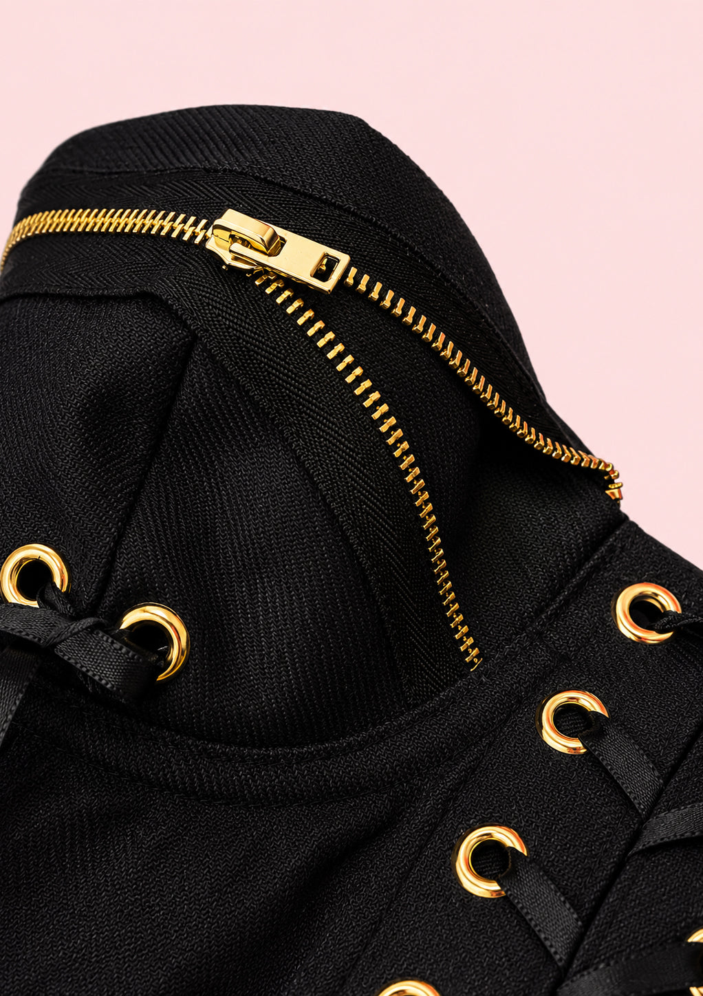 Black Corset with Gold Zippers Kalla Clothing