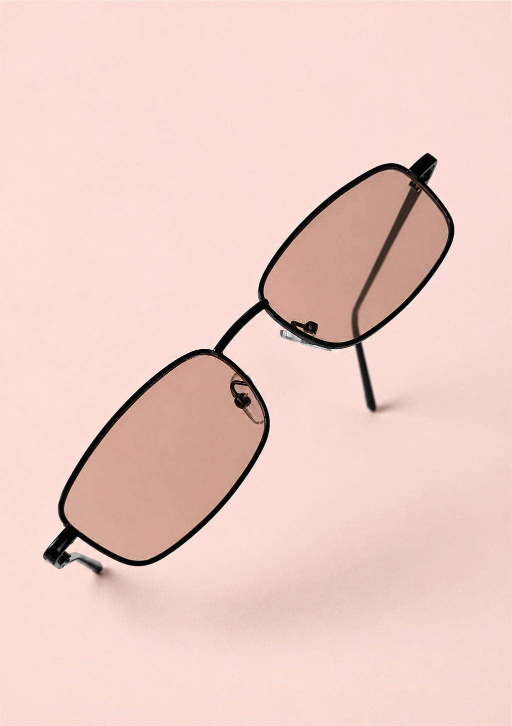 Rectangular Sunglasses with Black Metal Frame