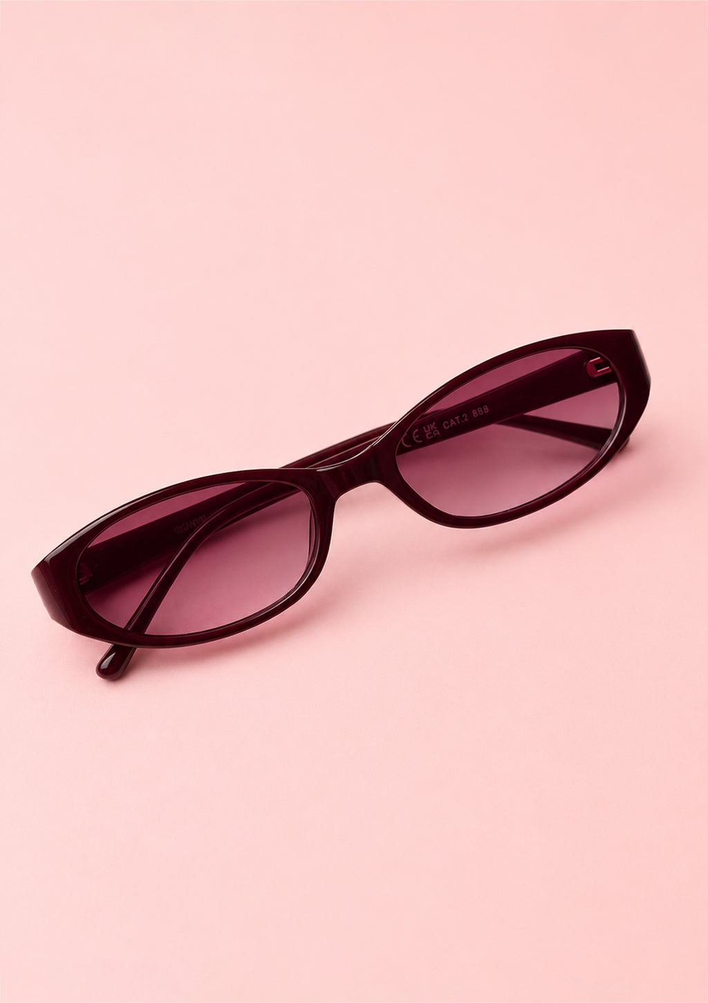 Slim Oval Burgundy Sunglasses
