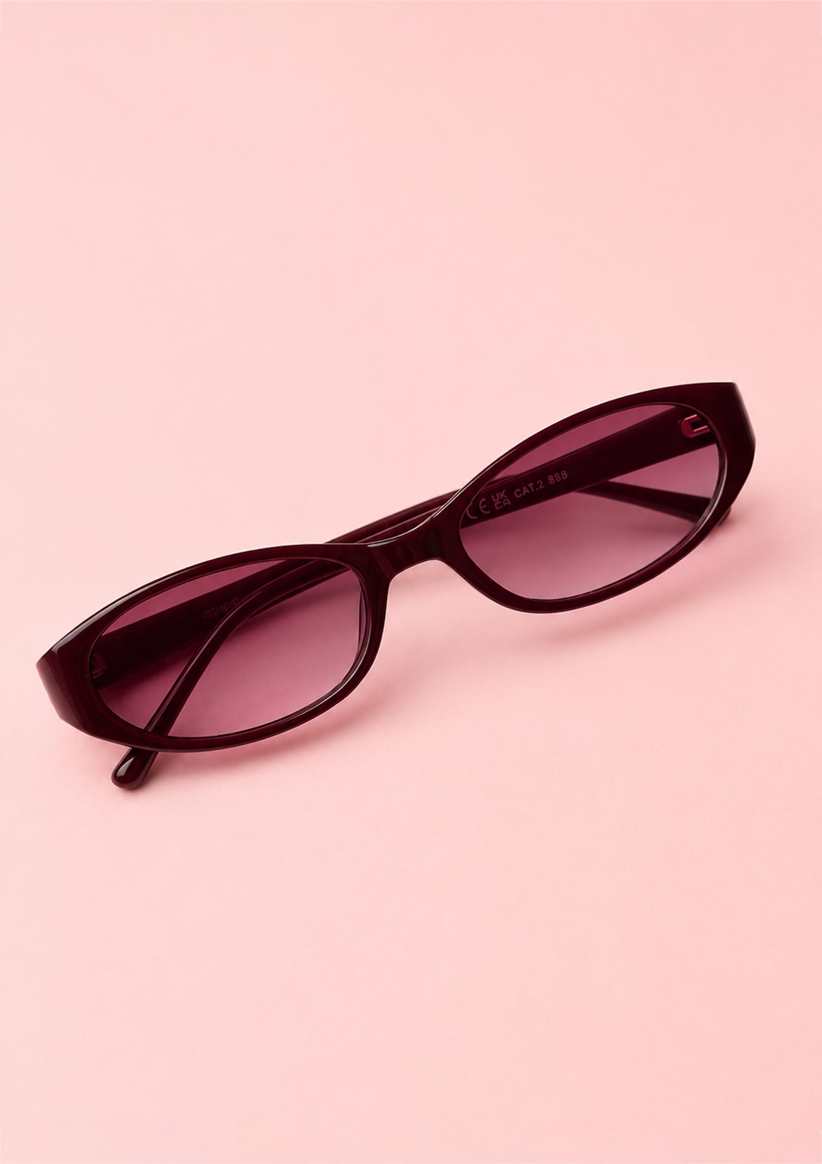Slim Oval Burgundy Sunglasses