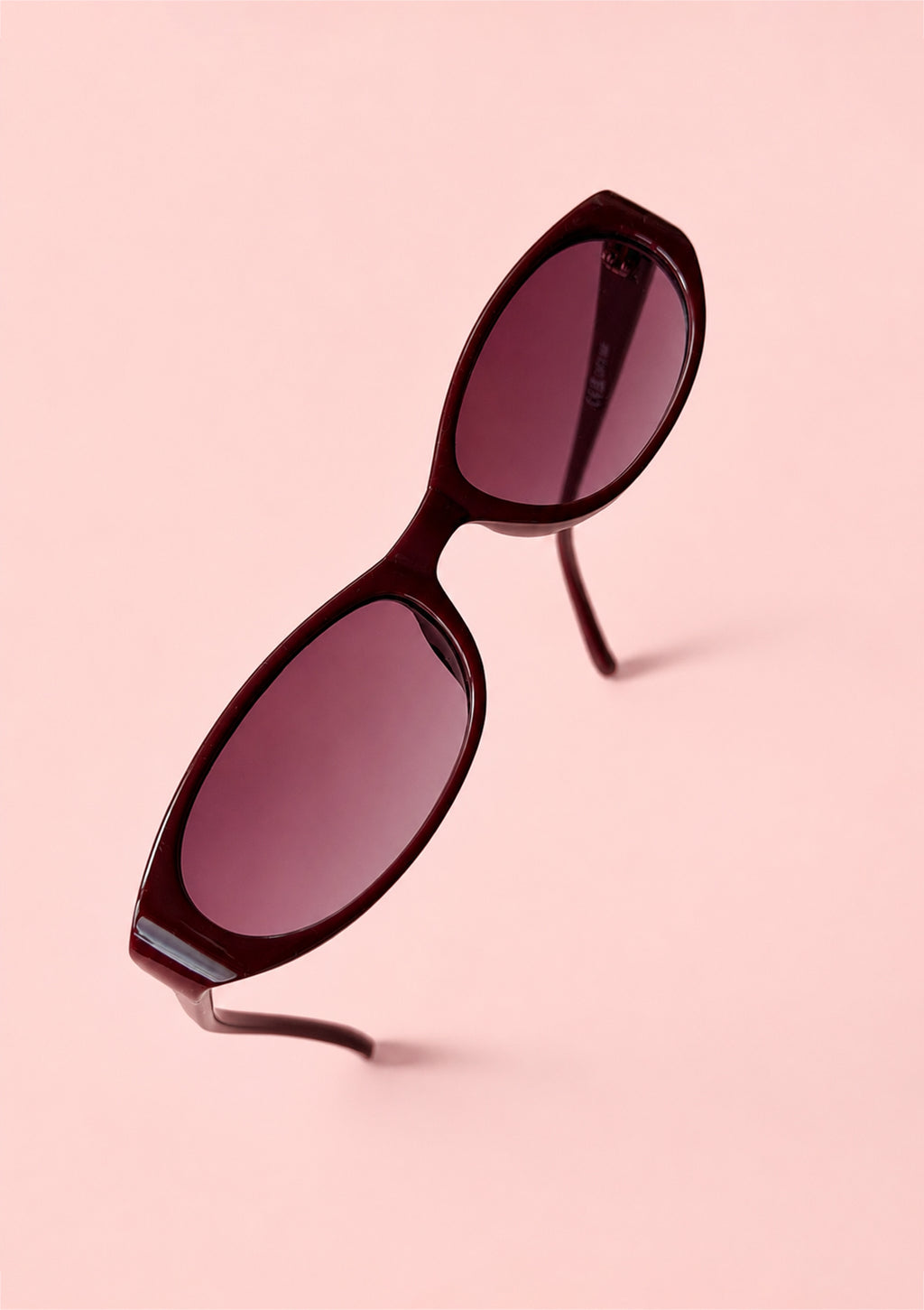 Slim Oval Burgundy Sunglasses