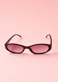 Slim Oval Burgundy Sunglasses