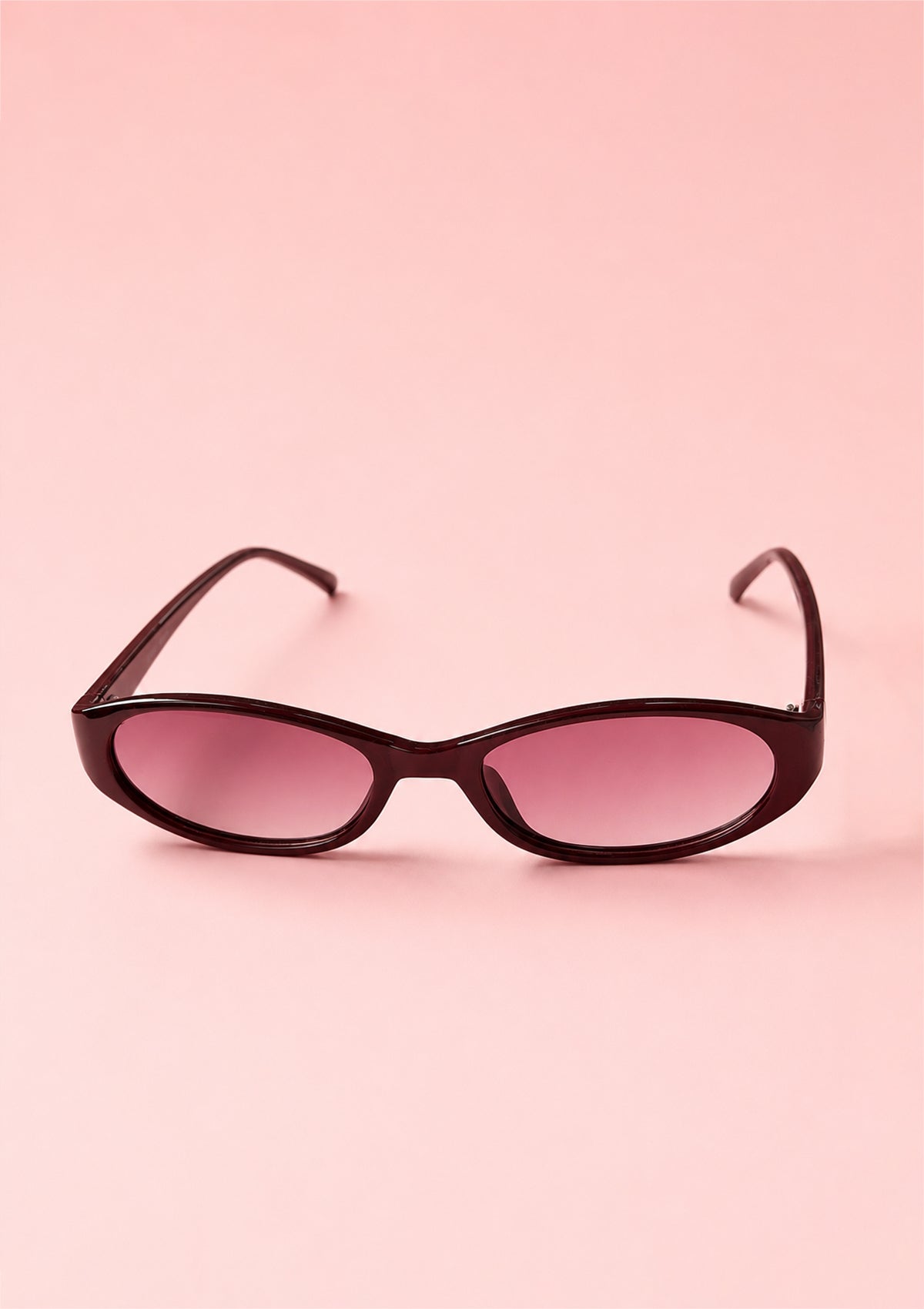 Slim Oval Burgundy Sunglasses