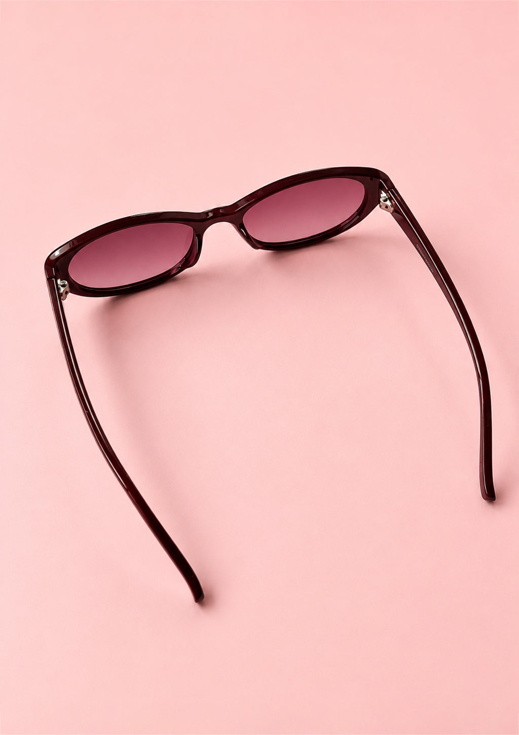 Slim Oval Burgundy Sunglasses