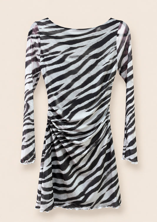 Zebra Print Open Back Mini Dress