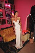 Backless Satin Deep V-Neck Dress