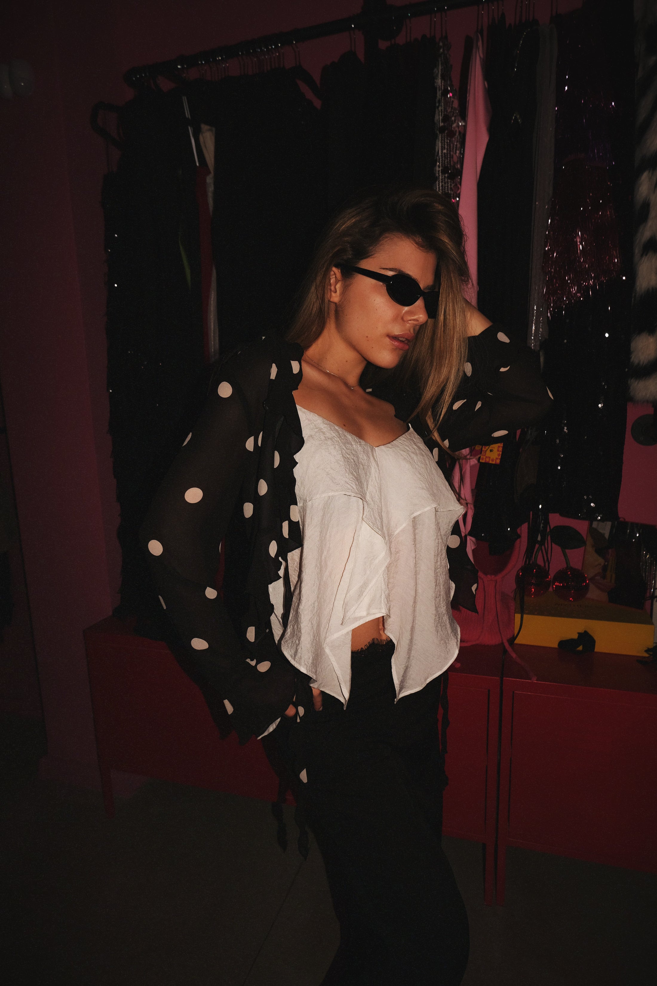 Polka Dot Chiffon Blouse