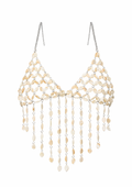 Beaded bra with chain fringe on a white background