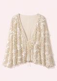 Load image into Gallery viewer, Beige sequin cardigan on a white background
