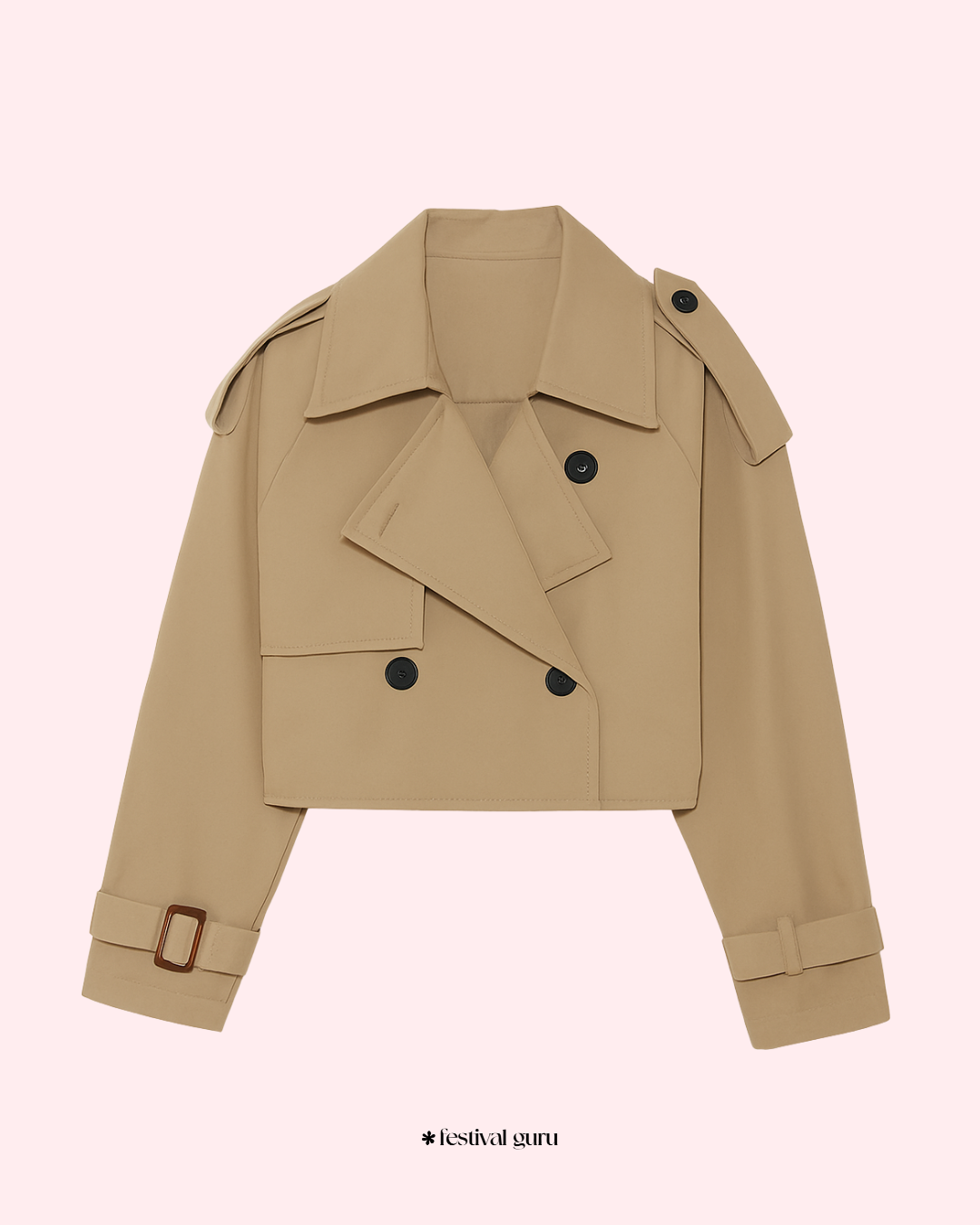 Beige trench coat on a light pink background