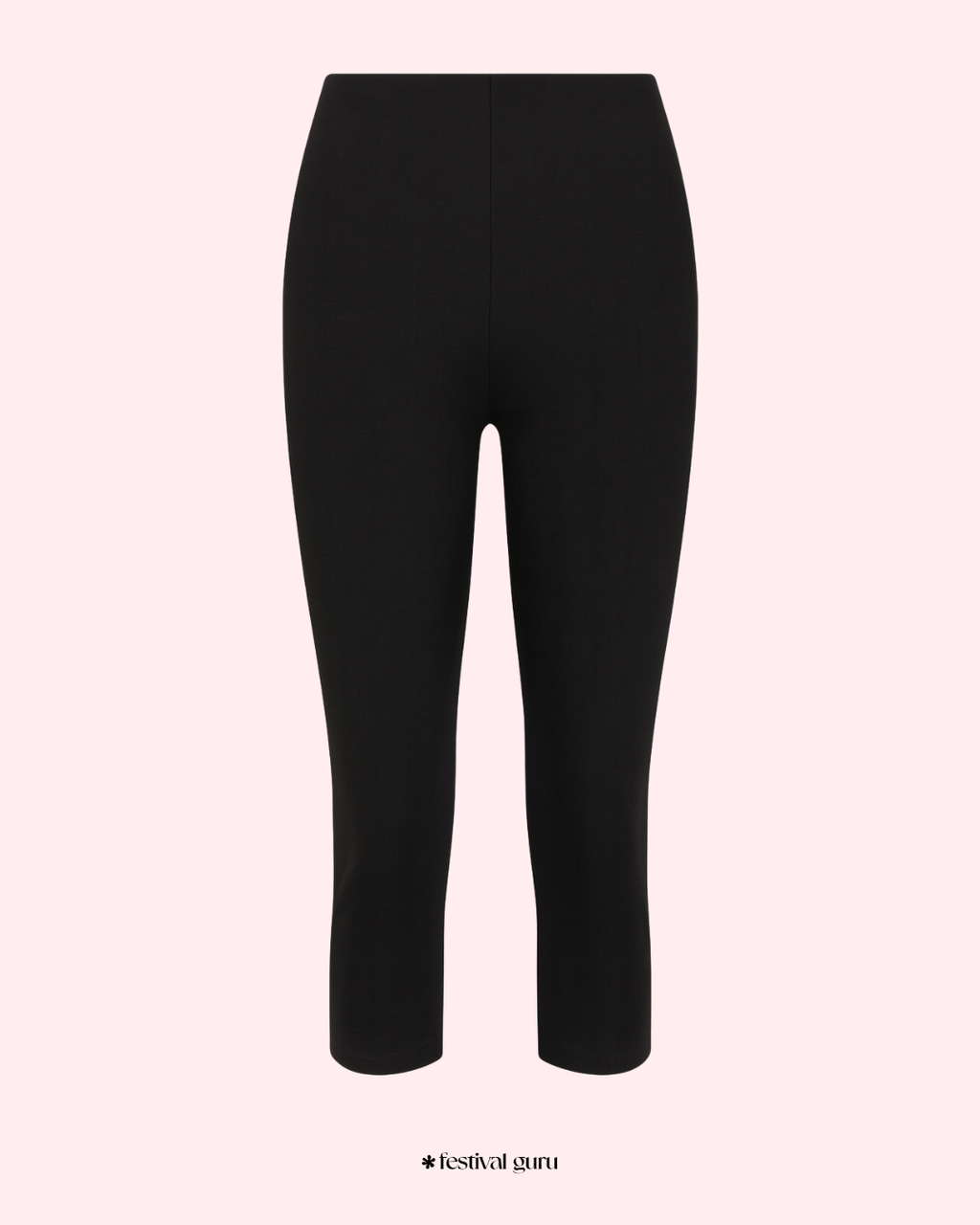 Black leggings on a light pink background
