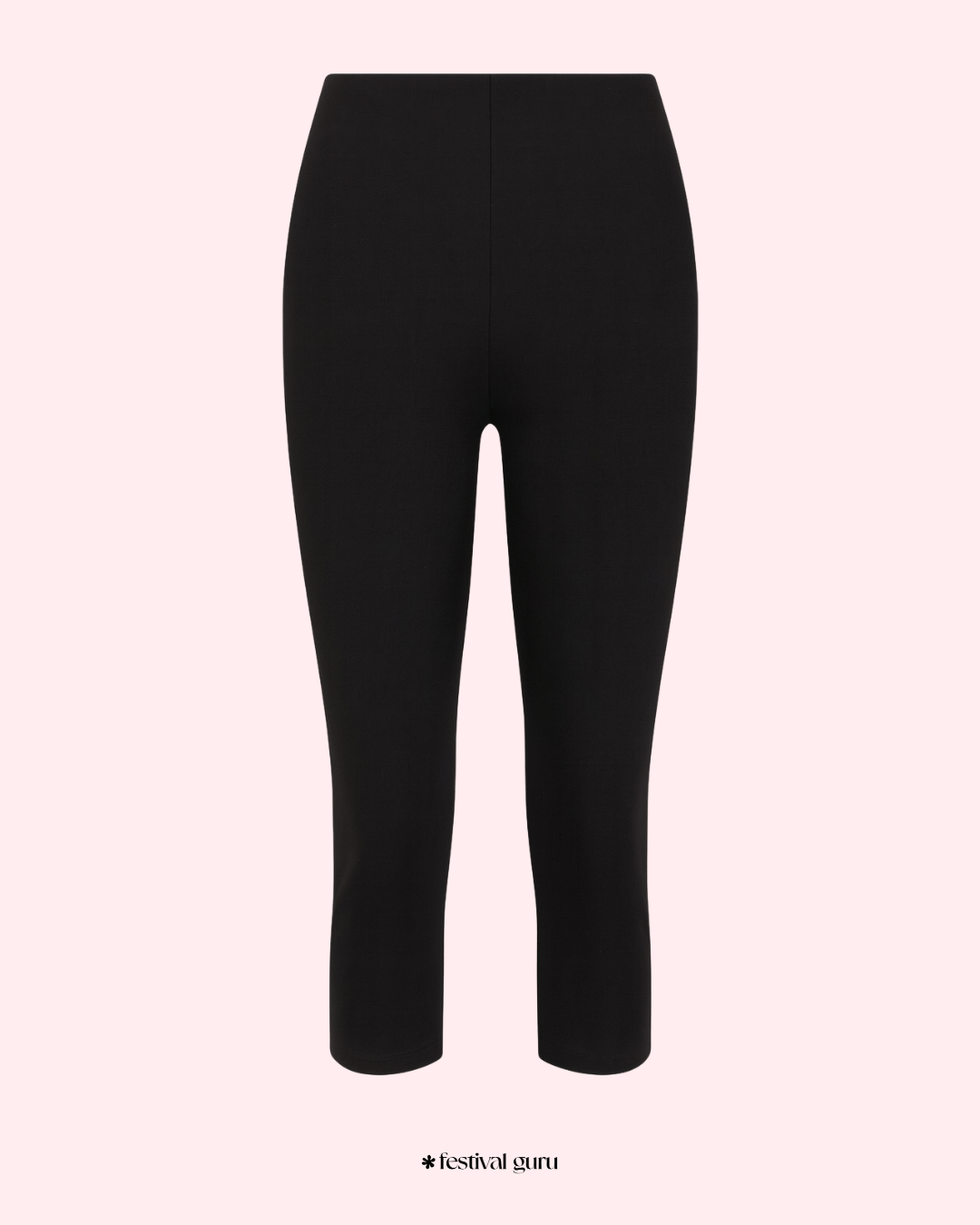Black leggings on a light pink background