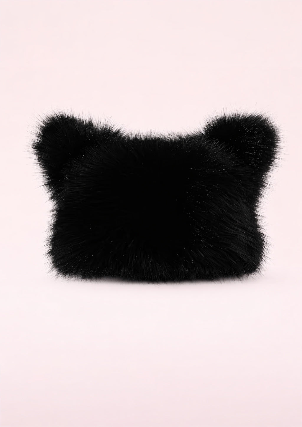 Black fur cat ear hat on a white background
