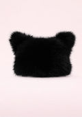 Black fur cat ear hat on a white background
