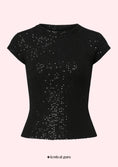 Заредете изображението в програмата за преглед на галерия, Black sequin top on a light pink background with 'festival guru' branding.

