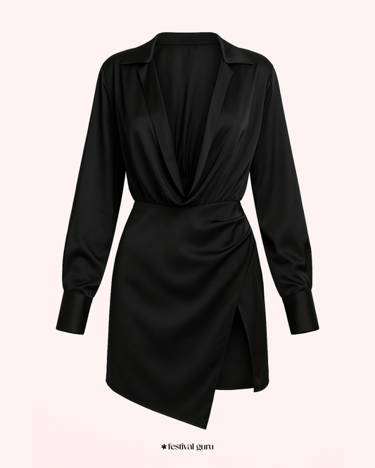 Black shirt dress on a white background