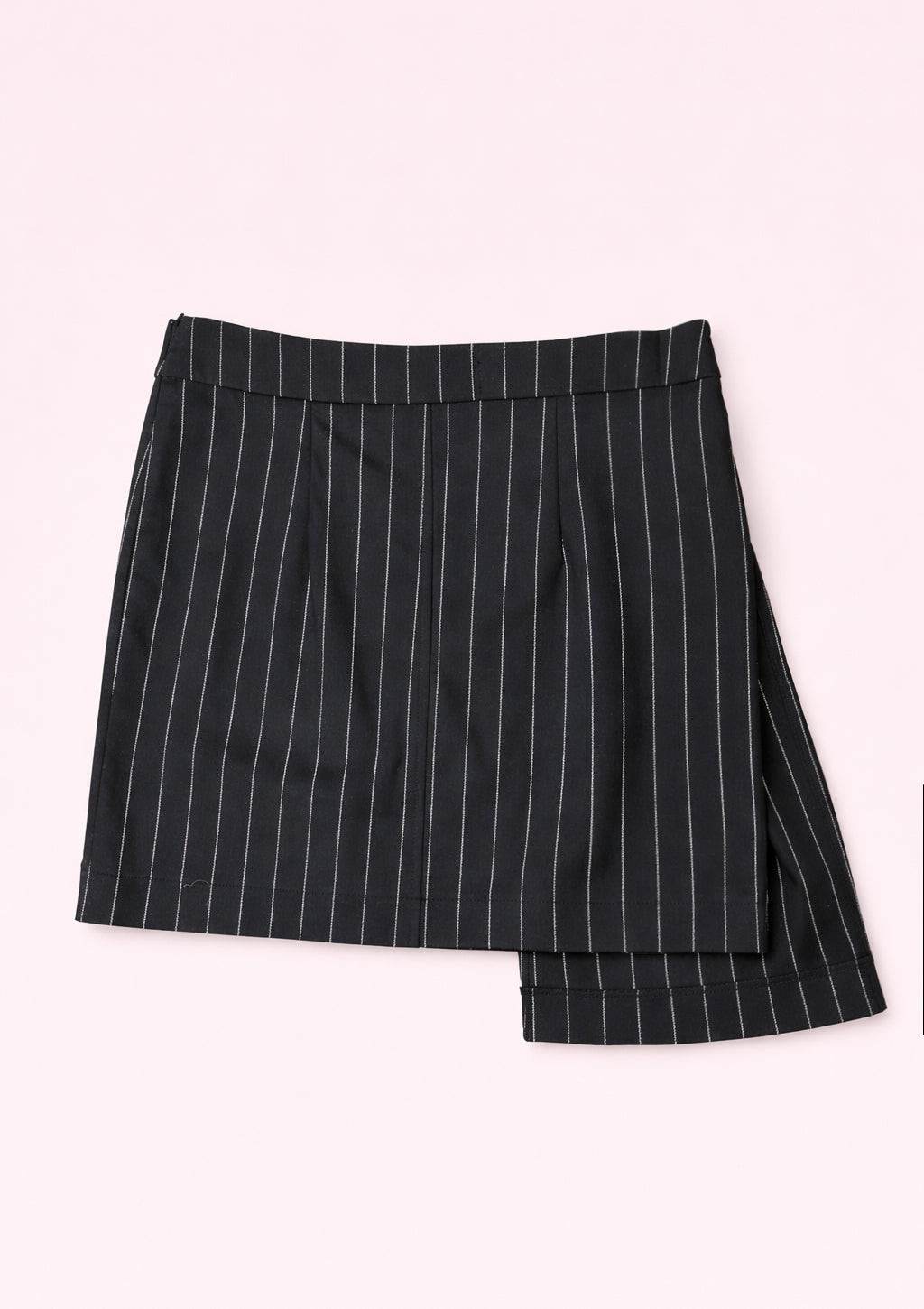 Black pinstripe skirt on a white background