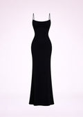 Black slip dress on a white background