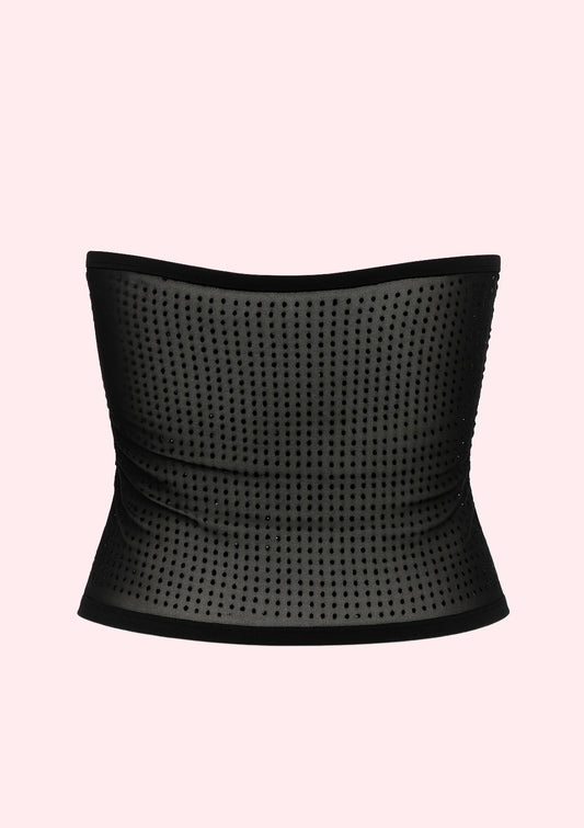 Black strapless top with rhinestone 