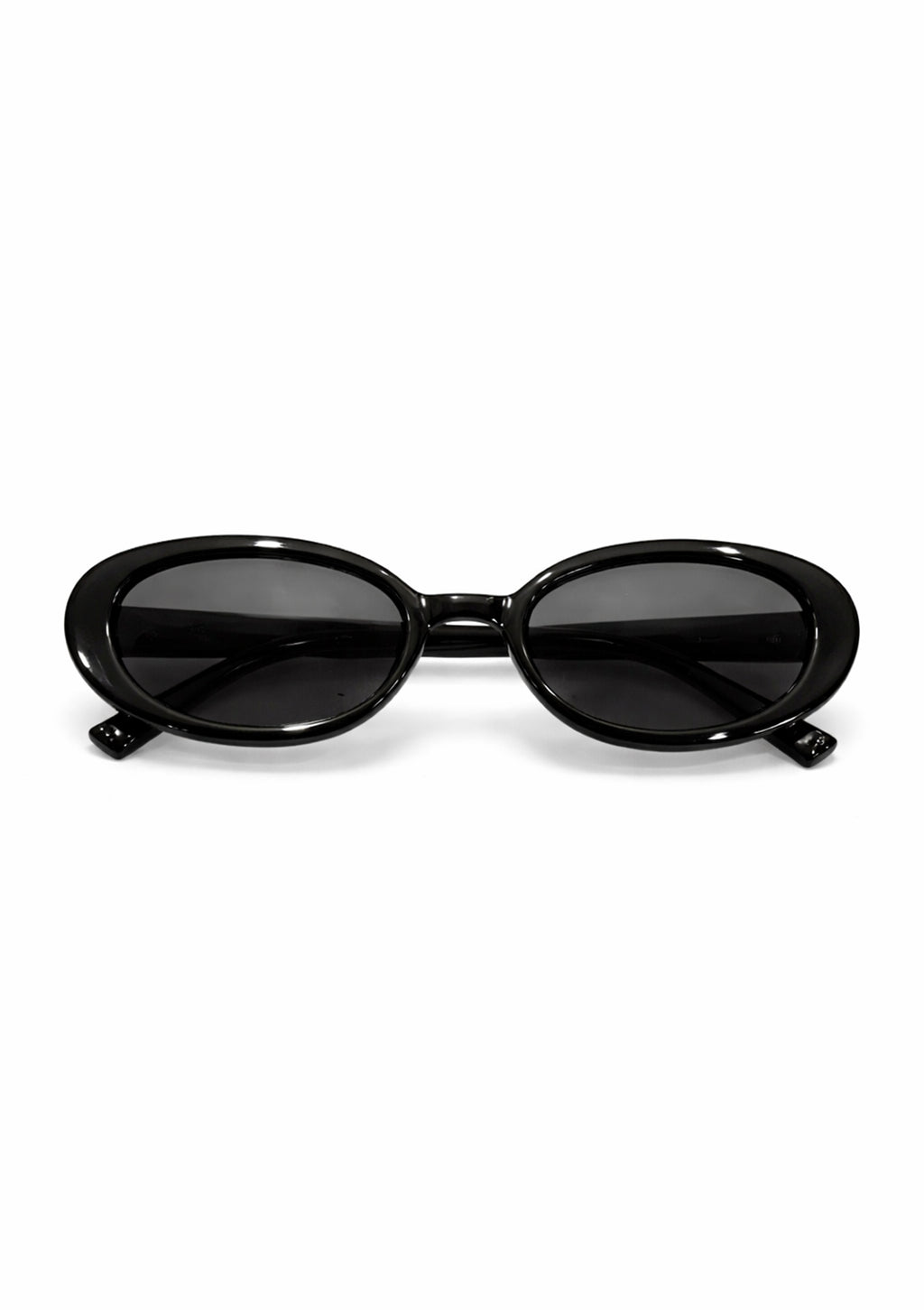 Black oval sunglasses on a white background