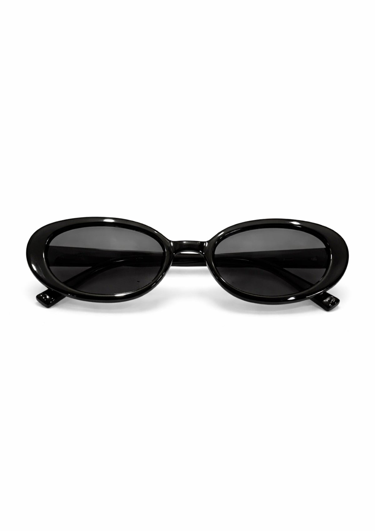 Black oval sunglasses on a white background