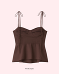 Заредете изображението в програмата за преглед на галерия, Brown strapless top with tied straps on a light pink background
