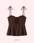 Заредете изображението в програмата за преглед на галерия, Brown strap top with smocked bodice on a white background

