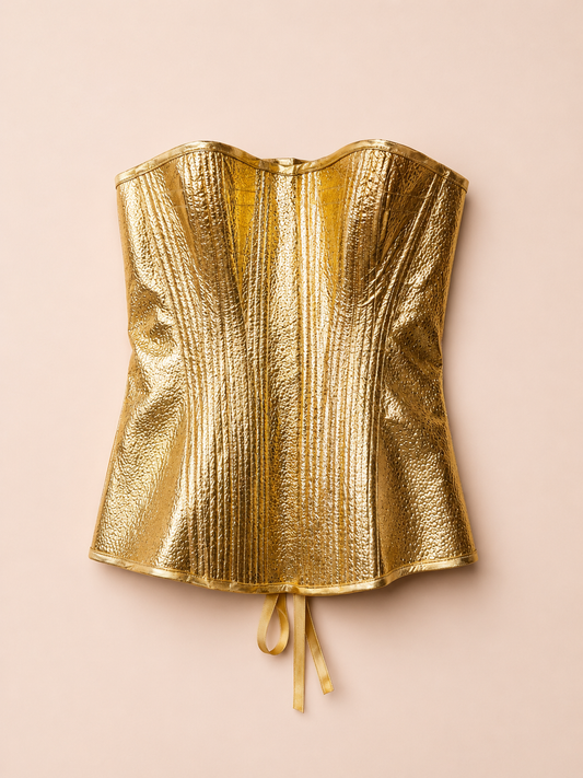 Gold Lace-Up Corset Kalla Clothing