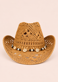 Load image into Gallery viewer, Crochet Cowboy Hat with Shell & Bead Detail
