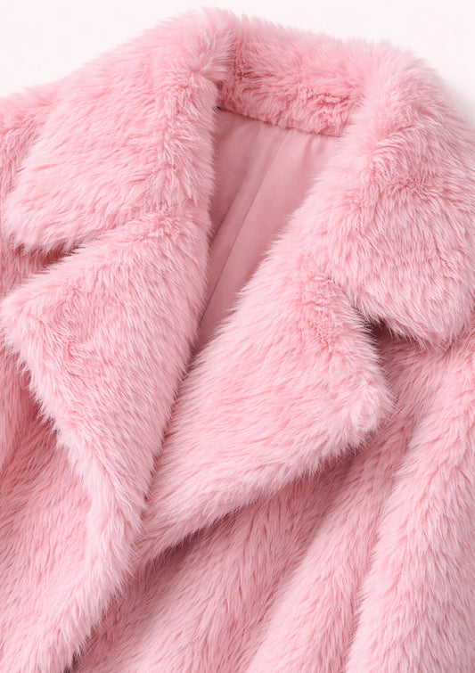 Close-up of pink fluffy coat
