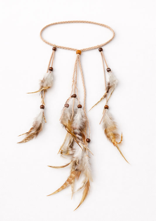 Аксесоар за коса с плетени пера