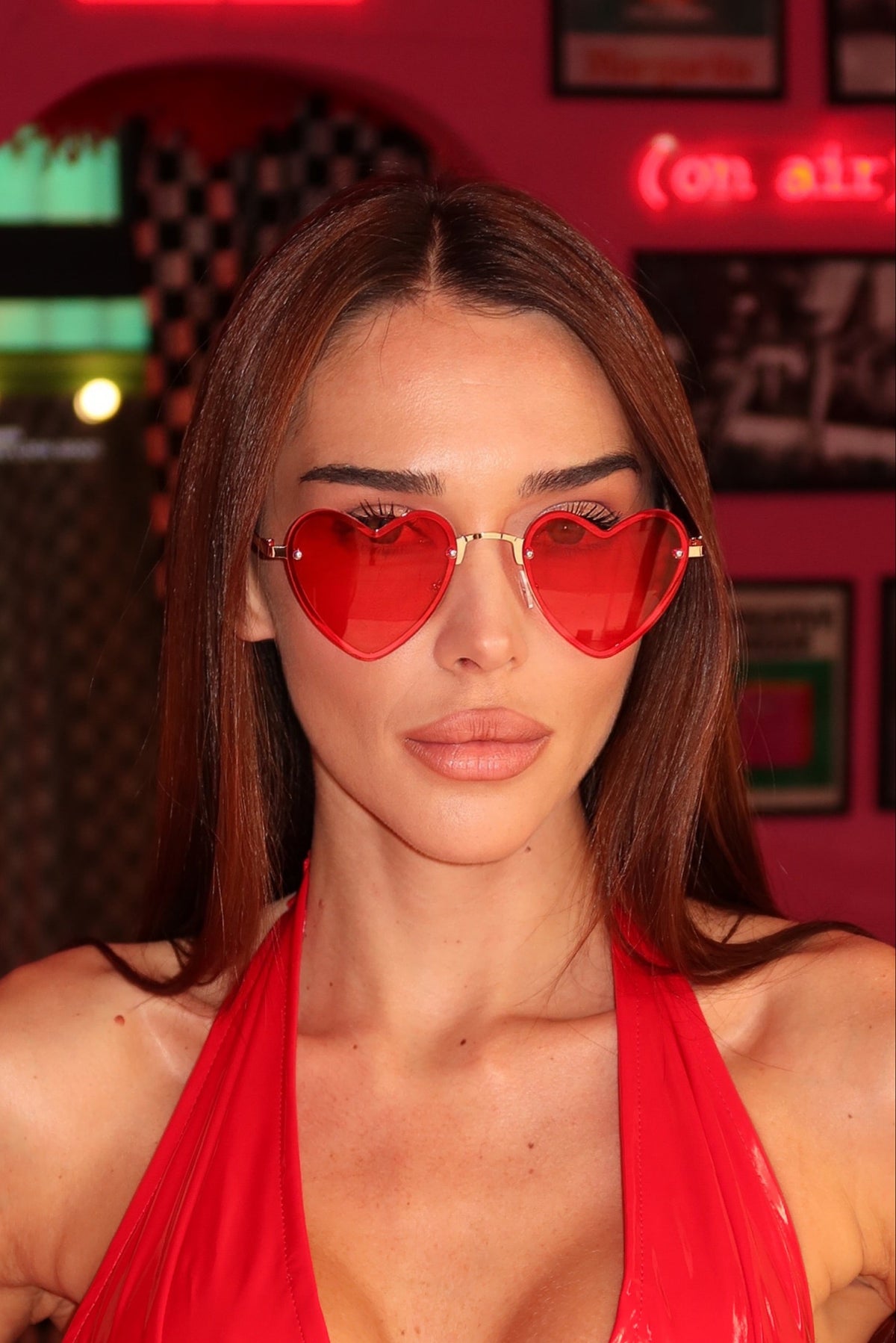 Red Heart-Shaped Sunglasses