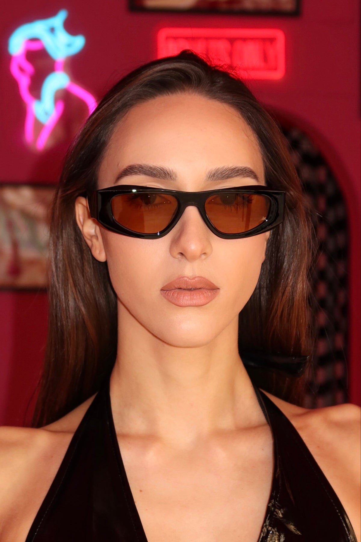 Black Retro Sunglasses with Amber Lenses