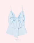 Заредете изображението в програмата за преглед на галерия, Light blue striped top with a large bow on a pink background

