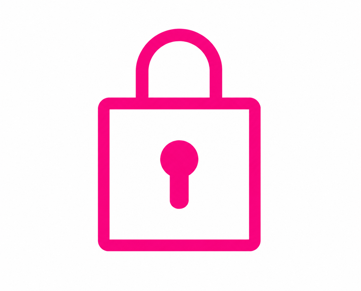 Pink padlock icon on a white background
