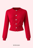 Заредете изображението в програмата за преглед на галерия, Red cardigan with silver buttons on a white background
