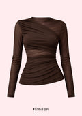 Brown long-sleeve top on a white background with 'festival guru' branding.