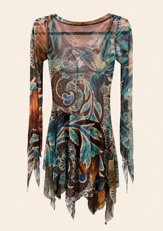 Stilyana Art Backless Mesh Mini Dress