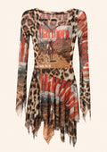 Leopard Print Mesh Mini Dress Stilyana Art