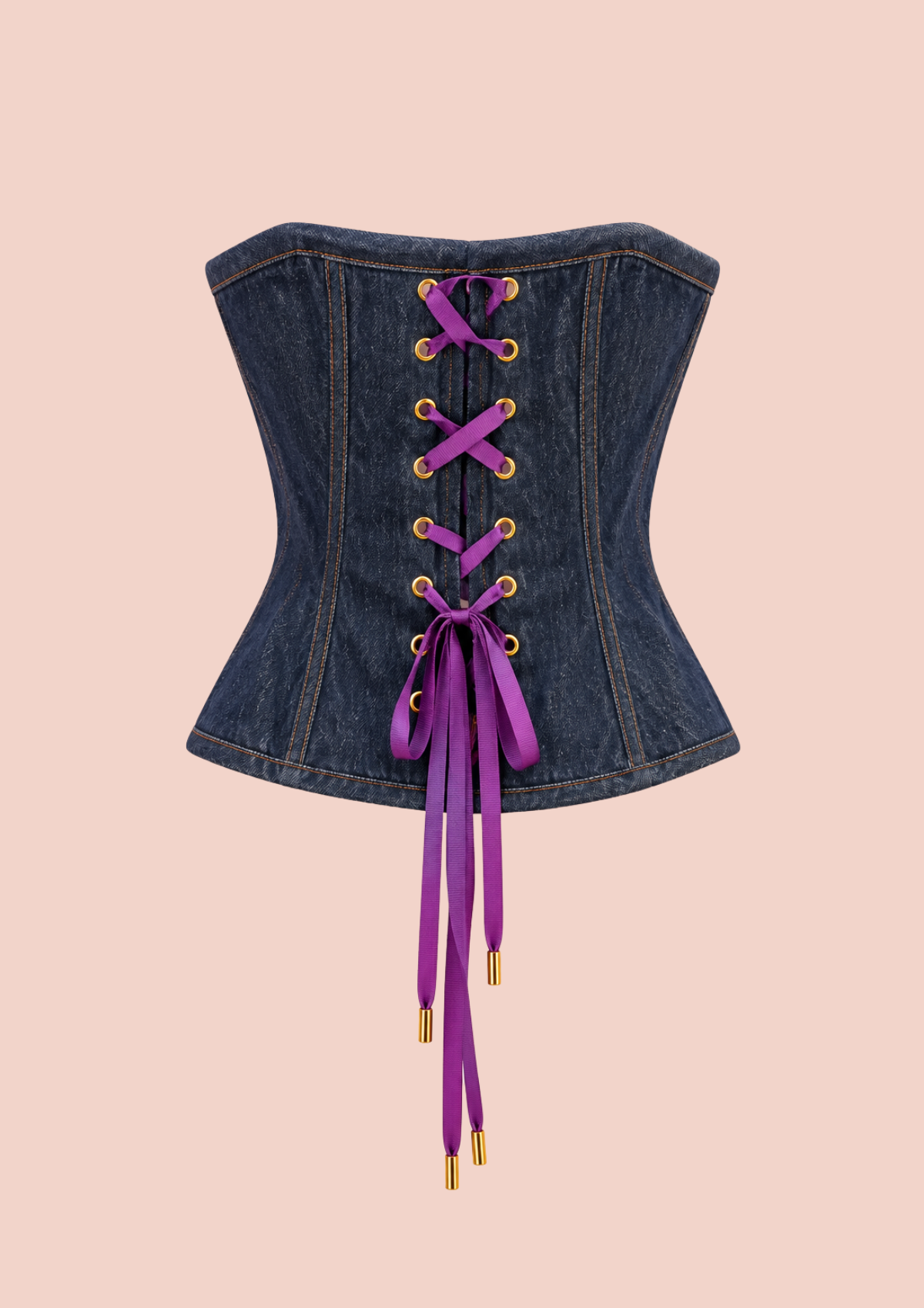 Denim Corset with Purple Laces Kalla Clothing