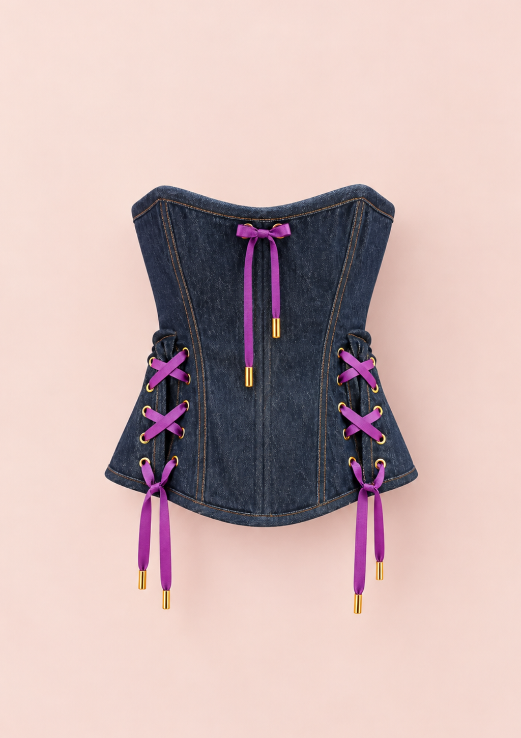 Denim Corset with Purple Laces Kalla Clothing