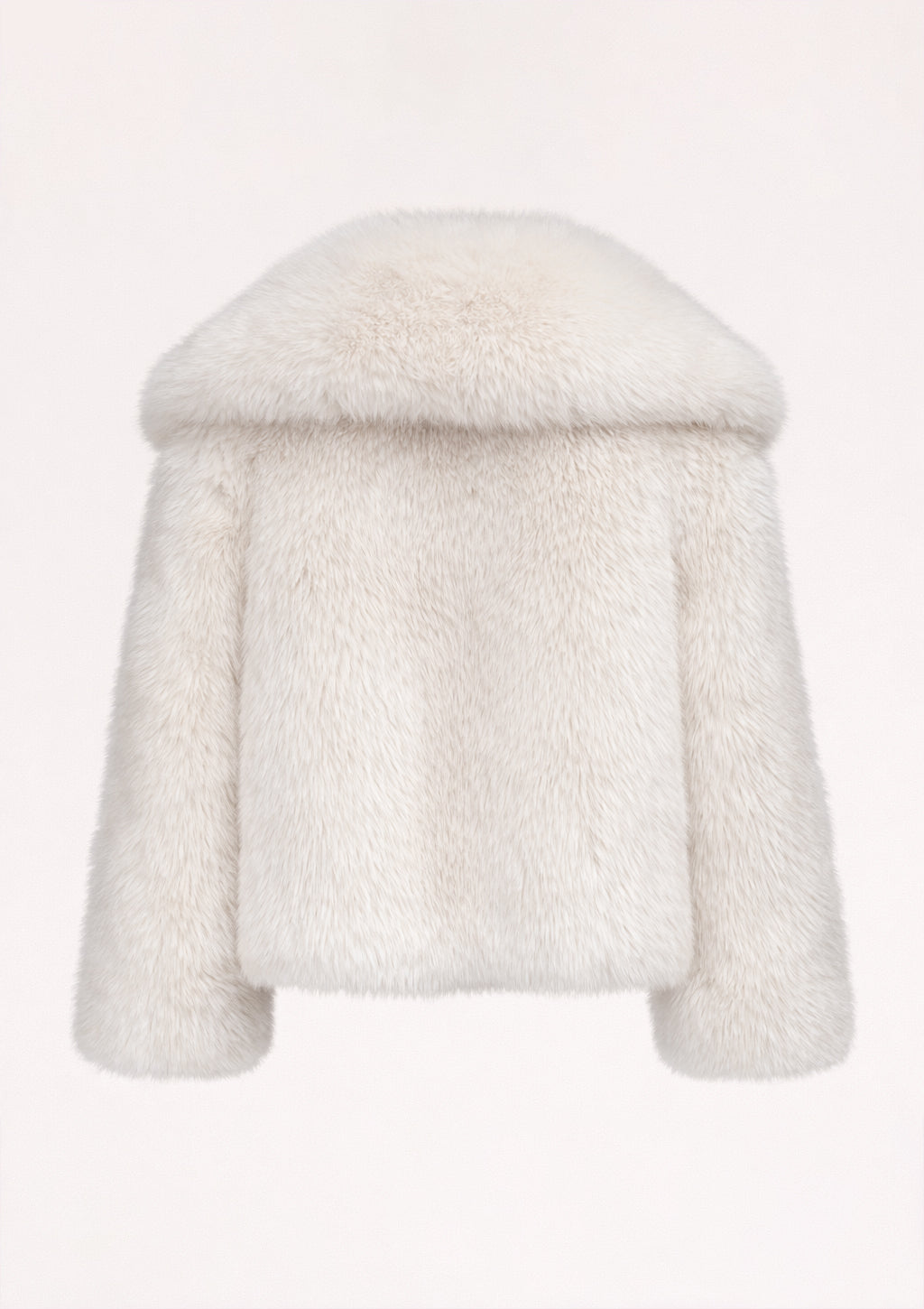 White fur coat with a hood on a white background