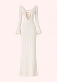 Load image into Gallery viewer, White ribbed dress with long sleeves on a white background
