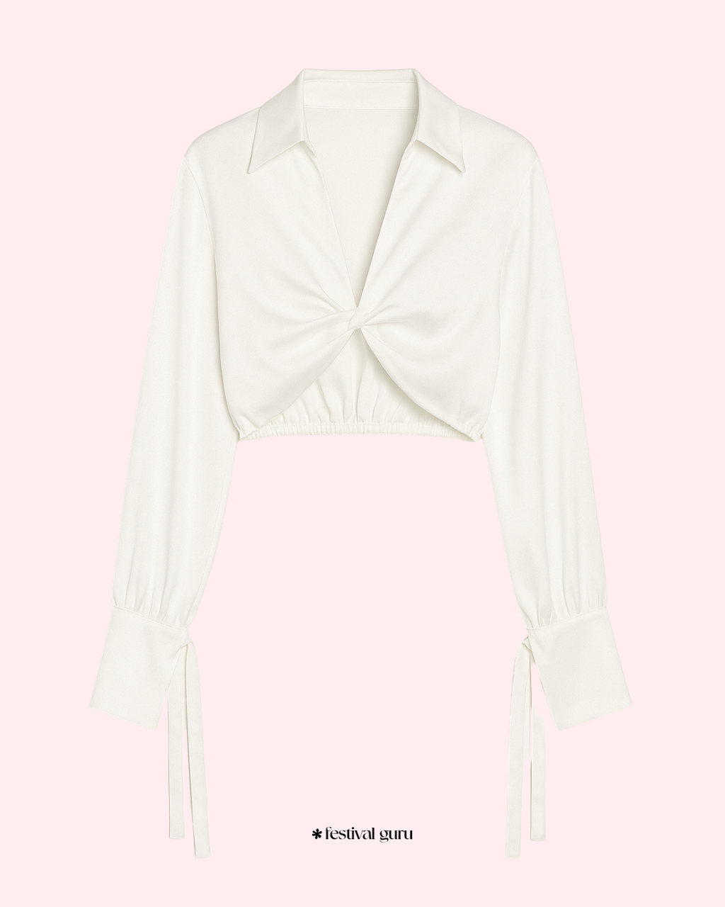 White sleeveless top with a bow detail on a light pink background