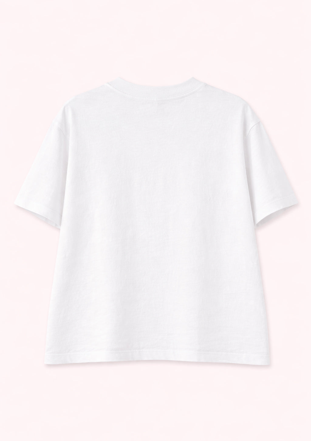 White t-shirt on a light pink background